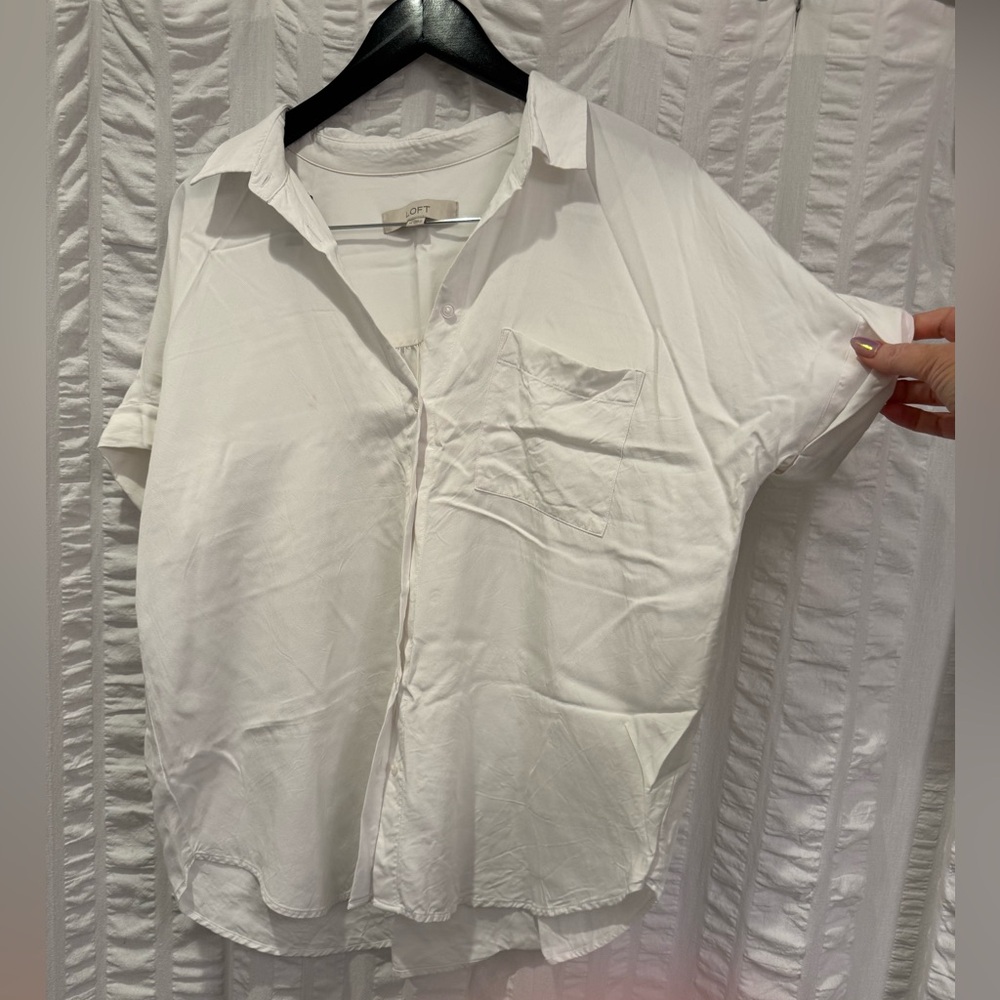 LOFT White Short sleeve Button Down